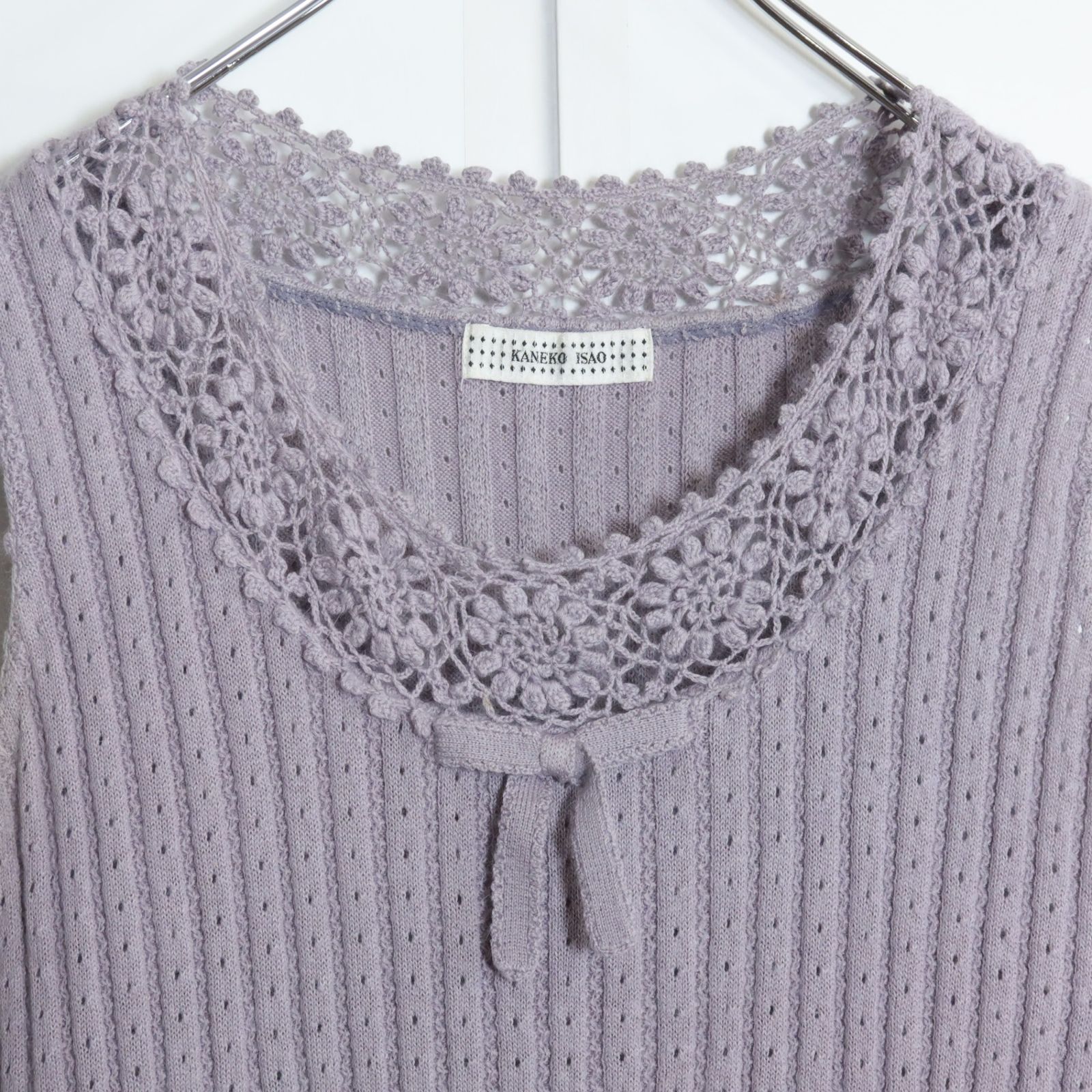 カネコイサオ☆凝ったデザインのニットノースリーブブラウス♪ 可愛い