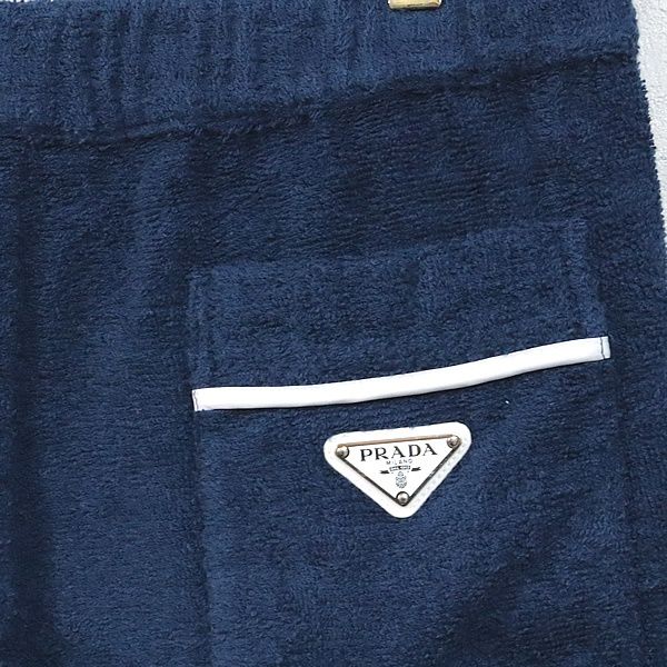 広尾店】プラダ PRADA 三角ロゴ パイルハーフパンツ メンズ ネイビー