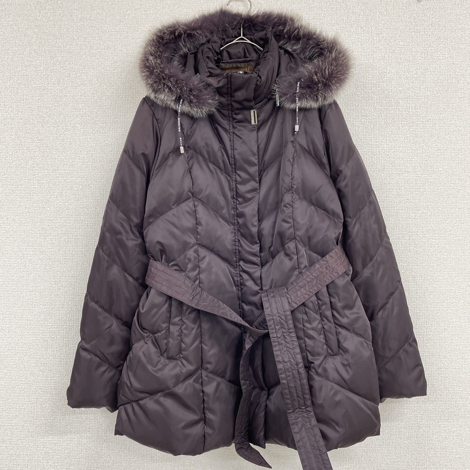 【新品】BALMAIN× バルマン　エコファージャケットコート　ベルト付 新品】BALMAIN×H&M バルマン エコファージャケットコート ベルト付