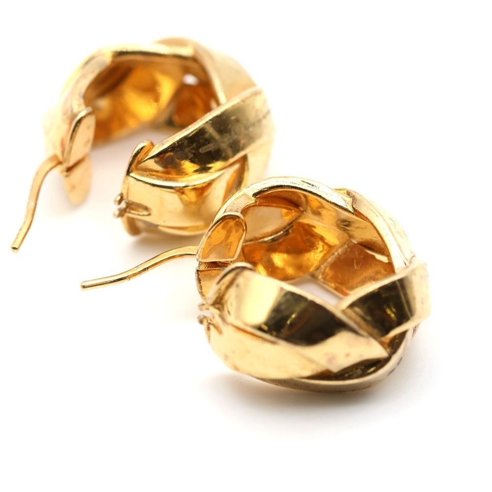 LOEWE (ロエベ) ツイスト スターリングシルバー フープピアス ゴールド