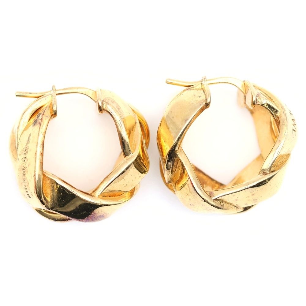 LOEWE (ロエベ) ツイスト スターリングシルバー フープピアス ゴールド