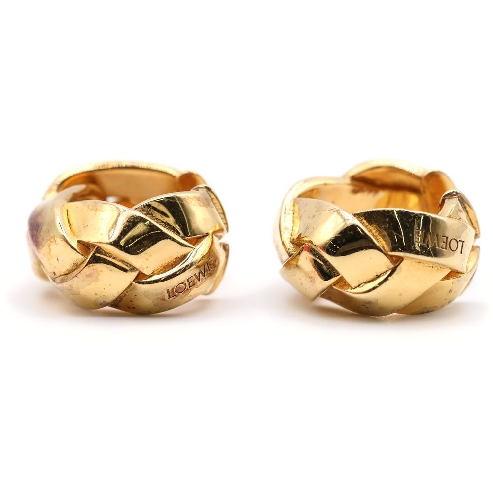 LOEWE (ロエベ) ツイスト スターリングシルバー フープピアス ゴールド