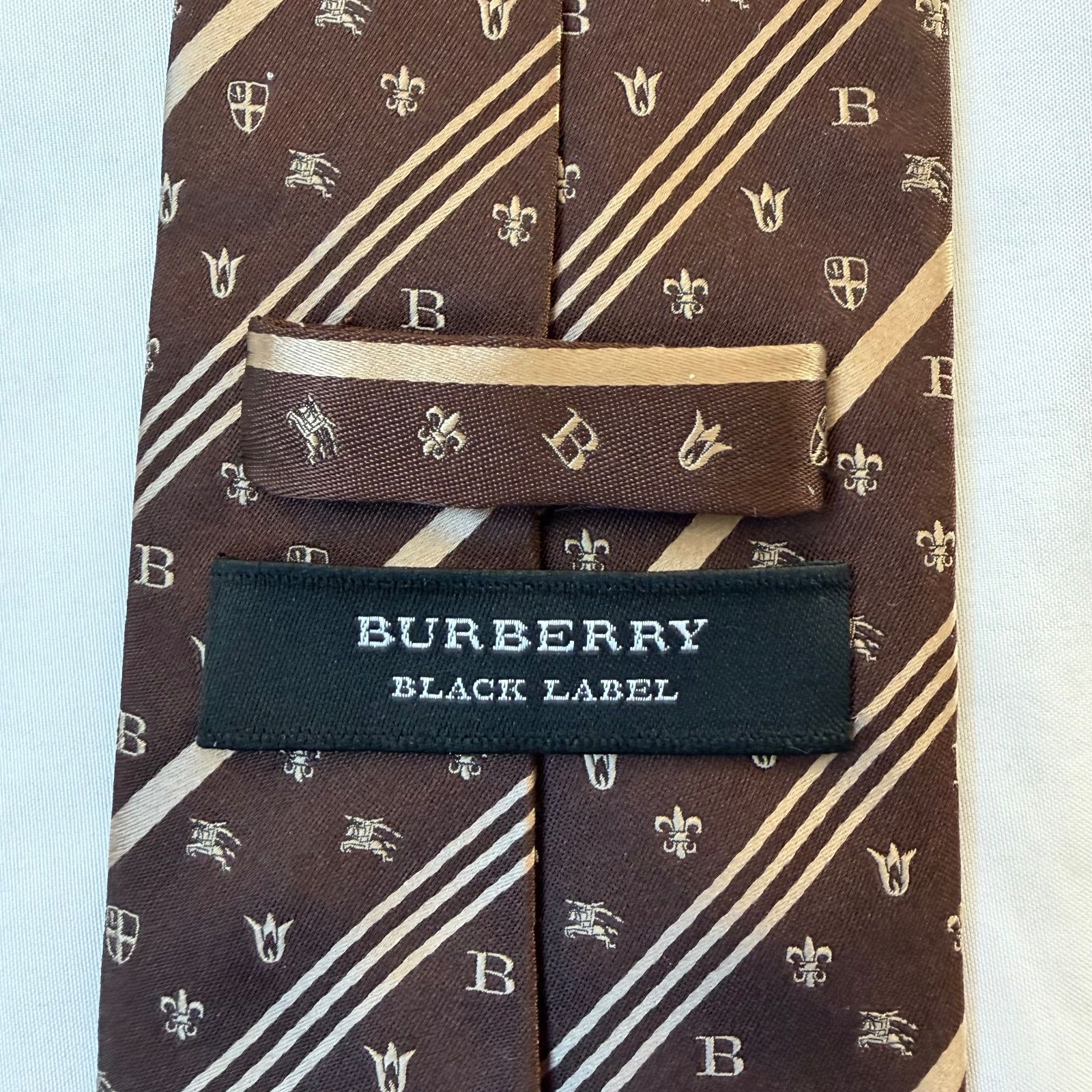BURBERRY BLACK LABEL レア 総柄 ネクタイ ブラウン ホースマーク
