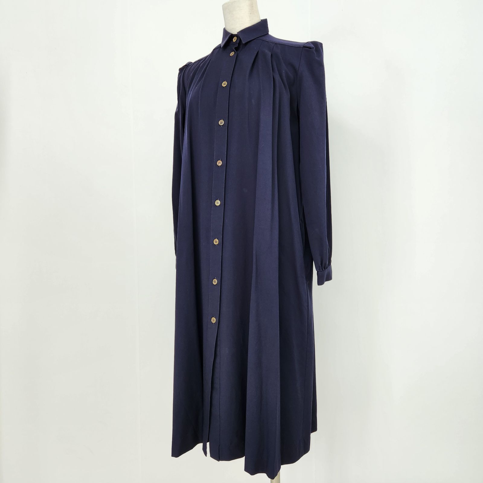 Christian Dior ロングワンピース パフスリーブ ギャザー マキシ丈 ネイビー 40 L相当