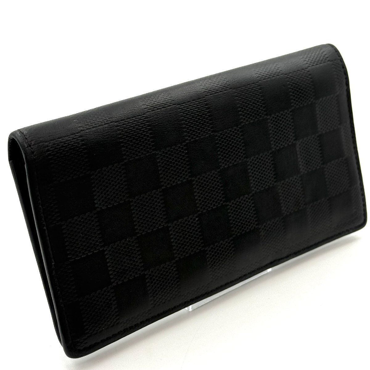 ！美品！　ルイヴィトン　ダミエアンフィニ　ブラザ　85aa 鑑定書付】ルイヴィトン ダミエアンフィニ ブラザ オニキス 長財布