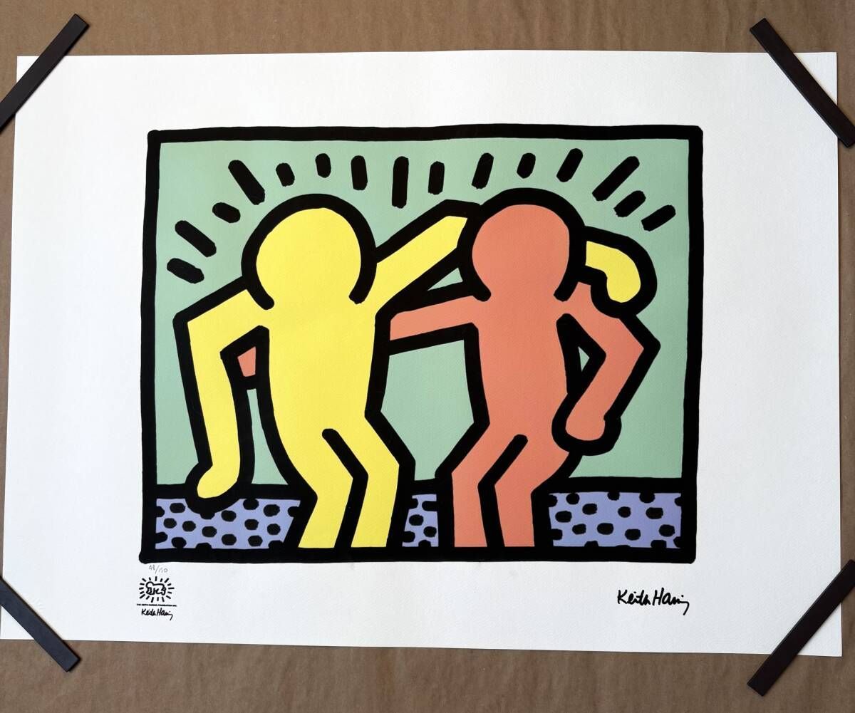 【模写】世界限定150枚 キース・ヘリング リトグラフ 証明書付 サイン入り 150部限定品】Keith Haring（キース・ヘリング）「Best Buddies