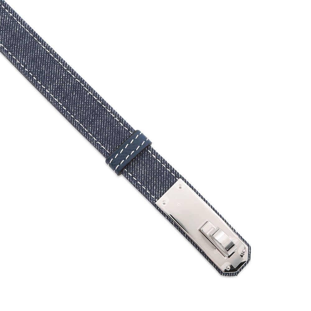  エルメス ケリーベルト18 ジーン ブルーインディゴ ホワイト ブルーネイビー シルバー金具 デニム エプソン W刻印 HERMES その他 小物