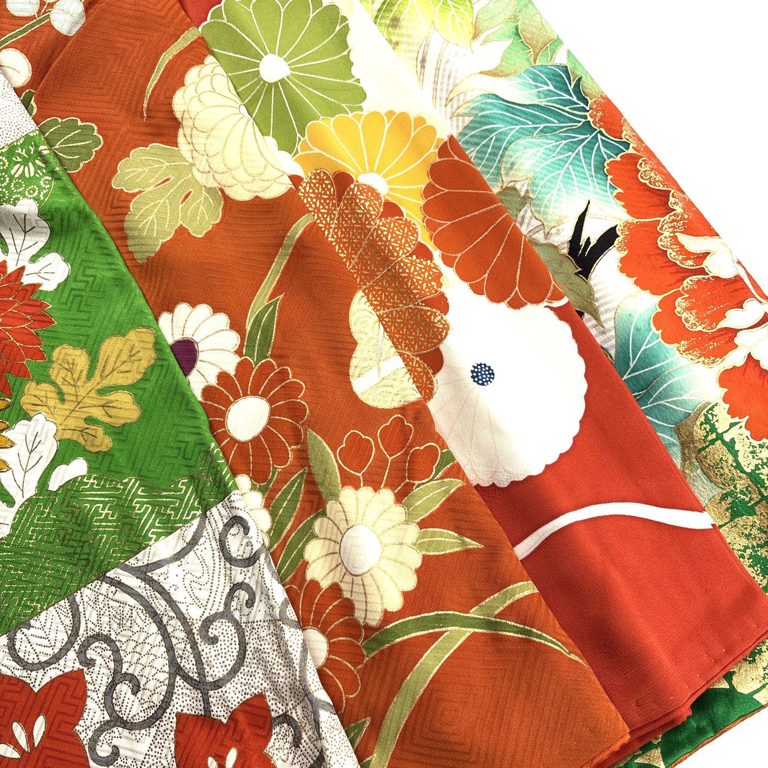 振袖 4枚 正絹 着物まとめ売り 同梱購入歓迎 リメイク用 着付け練習用