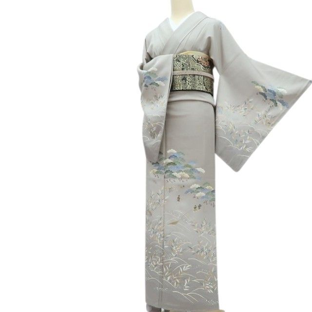  百華 Y 4350 仕付け糸付 手縫い仕立て 松 波 正絹 訪問着 着物 訪問着 付け下げ 着物