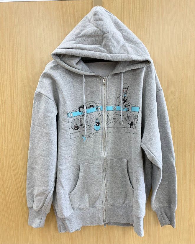 猫 パーカー メンズ キヨ猫パーカー ジップアップ グレー メンズ 未