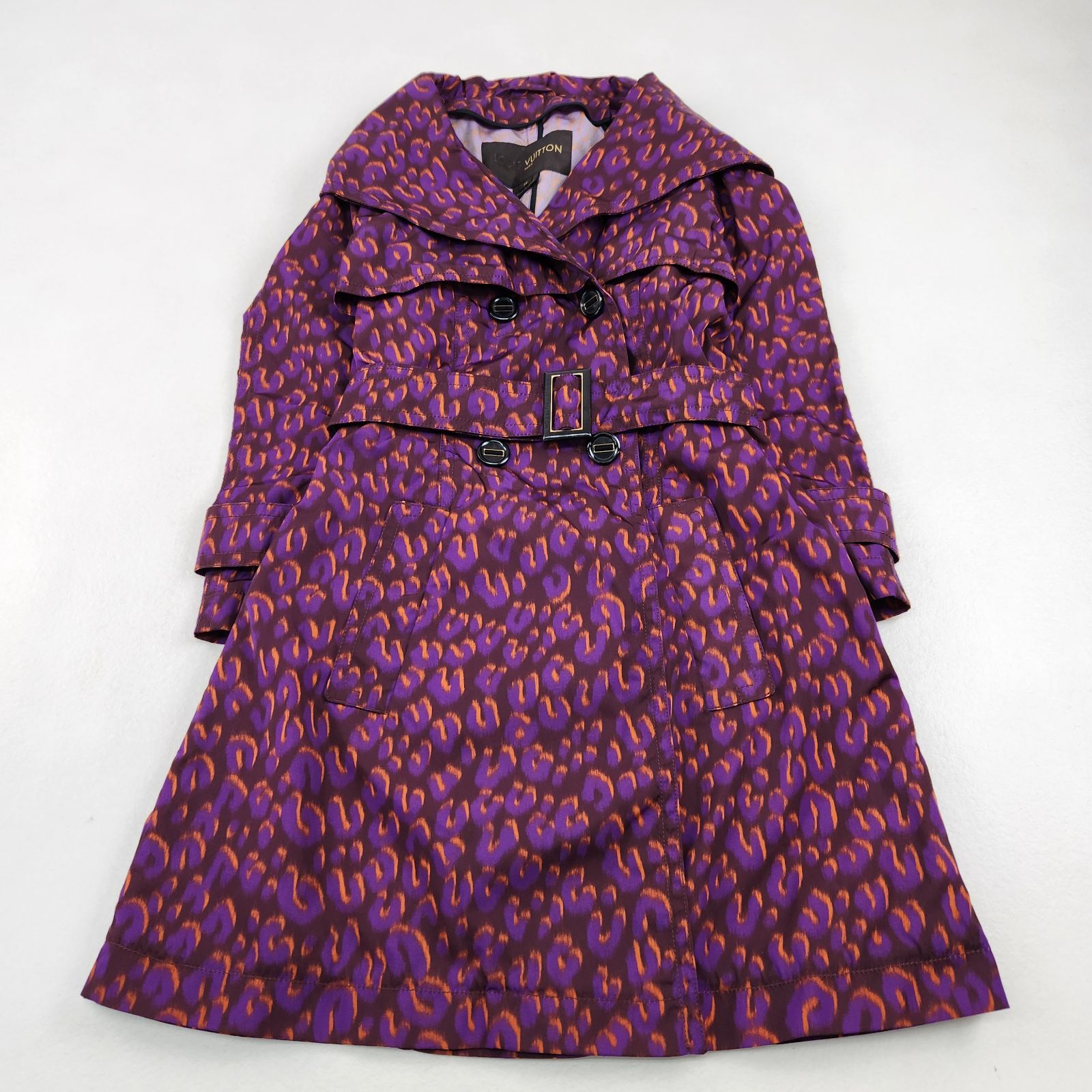 LOUISVUITTON トレンチコート ナイロン ヒョウ柄 レオパード 34 S相当