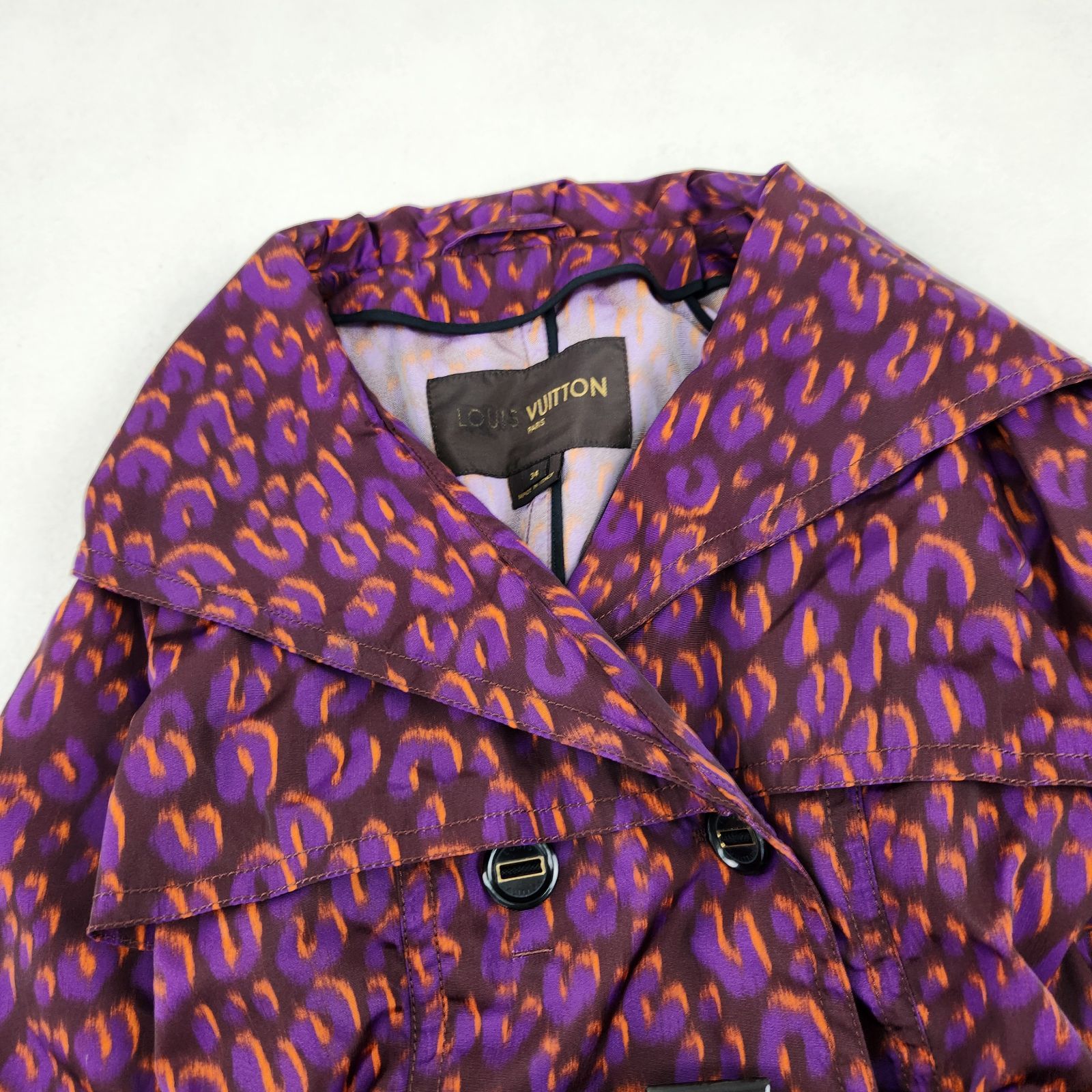 LOUISVUITTON トレンチコート ナイロン ヒョウ柄 レオパード 34 S相当