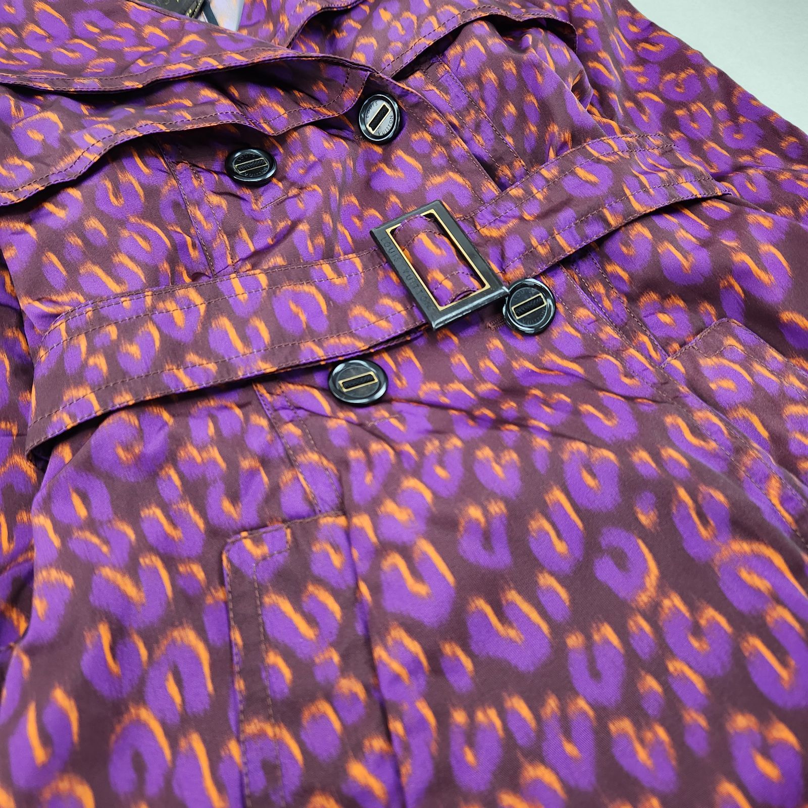 LOUISVUITTON トレンチコート ナイロン ヒョウ柄 レオパード 34 S相当