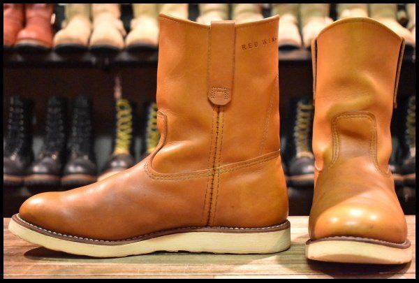 9 E 12年 レッドウィング 9866 ゴールドラセット ペコス 茶 プルオン クッションソール ブーツ redwing pecos FL 459