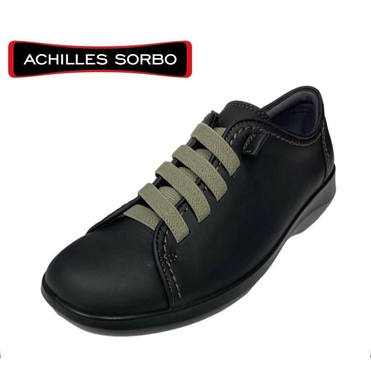 スニーカー アキレスソルボ ASC 5580 黒 コンフォート カジュアルシューズ おしゃれ 本革 牛革 撥水 3 E 幅広