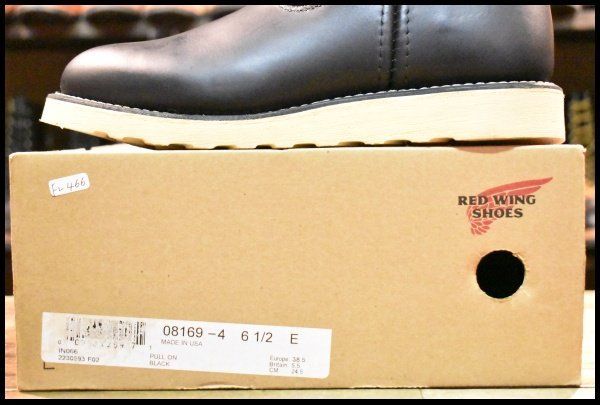  6.5 E ♥ 16年 レッドウィング 8169 ペコス 黒 ブラッククローム クッションソール プルオン ブーツ redwing pecos FL 466 ワークブーツ ブーツ 革靴