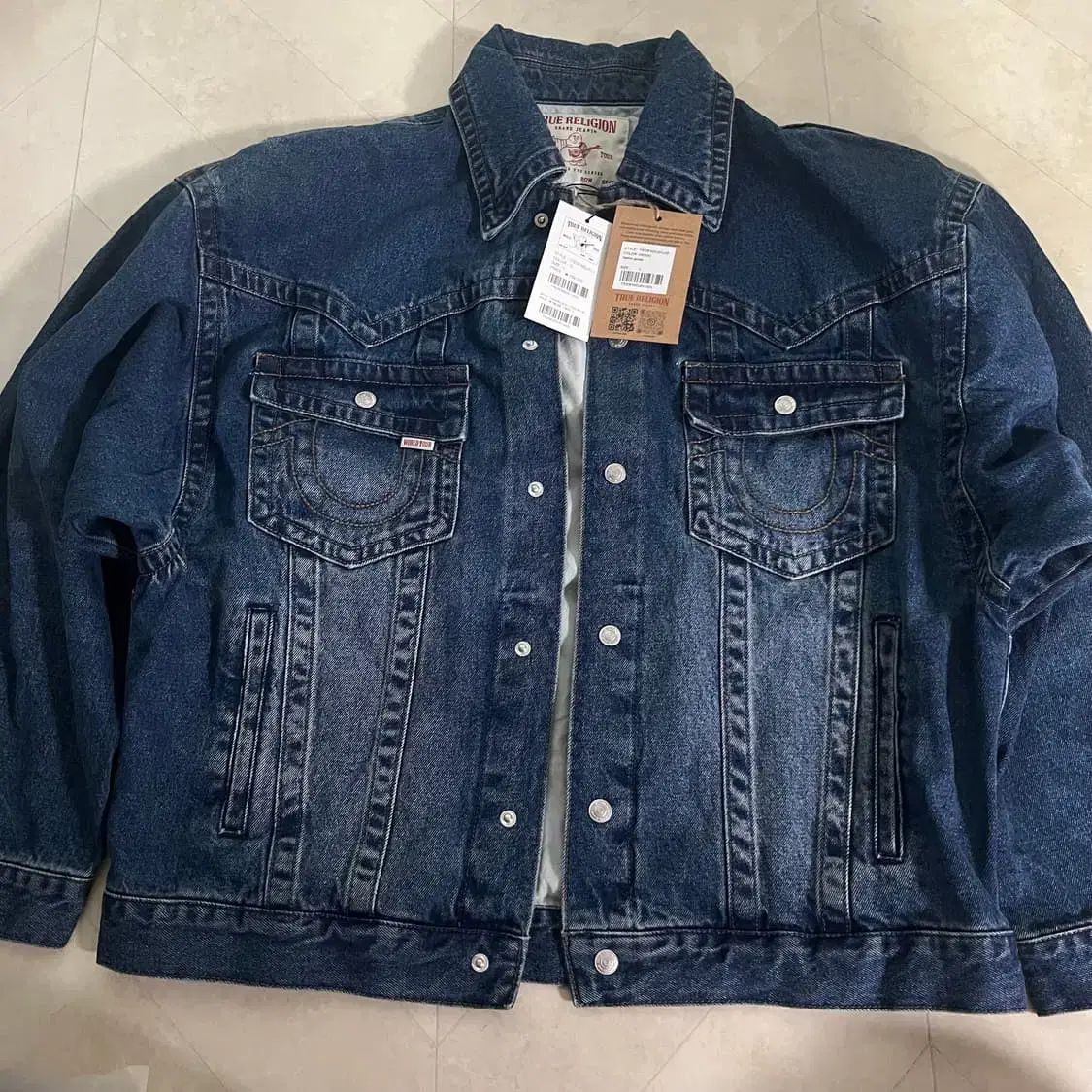 新品(L)トゥルーレリジョン デニム トラッカージャケット Indigo