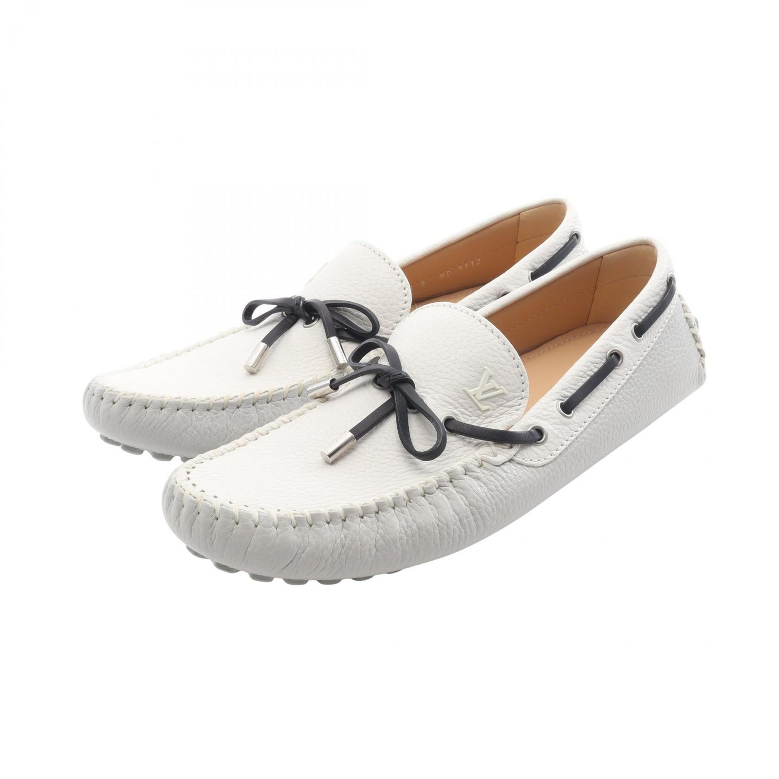 LOUIS VUITTON ホワイト ローファー 37.5 Louis Vuitton Capri Loafers White Women's Flat Leather Shoes - E