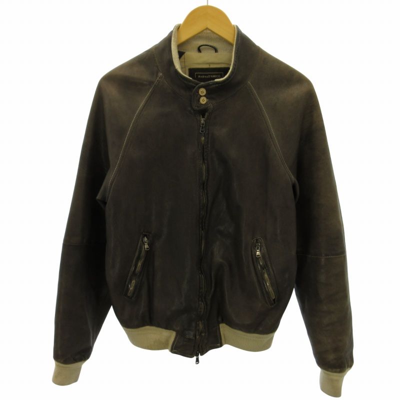 アンドレアダミーコ Andrea DAMICO レザージャケット スタンドカラー