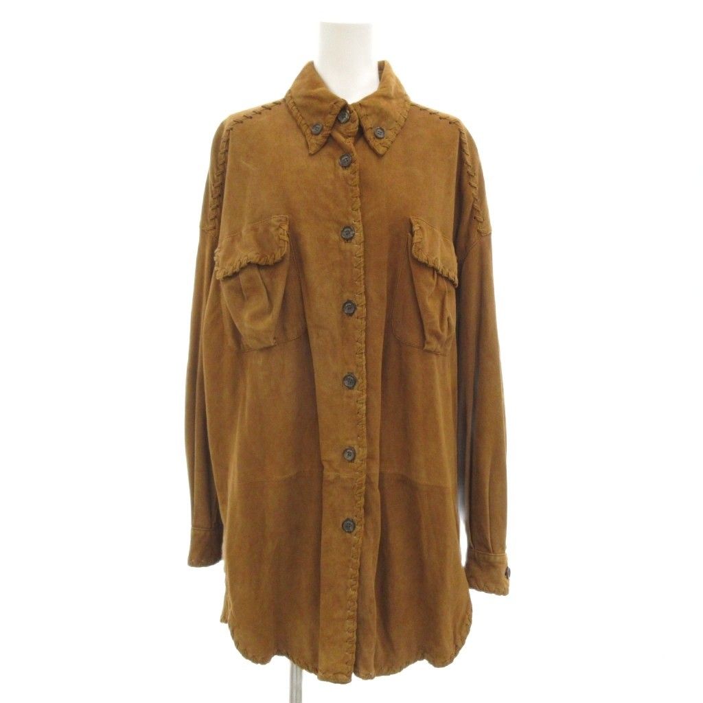 フェンディ FENDI スエード レザー シャツ ジャケット 42 茶 ブラウン |UO GY 18