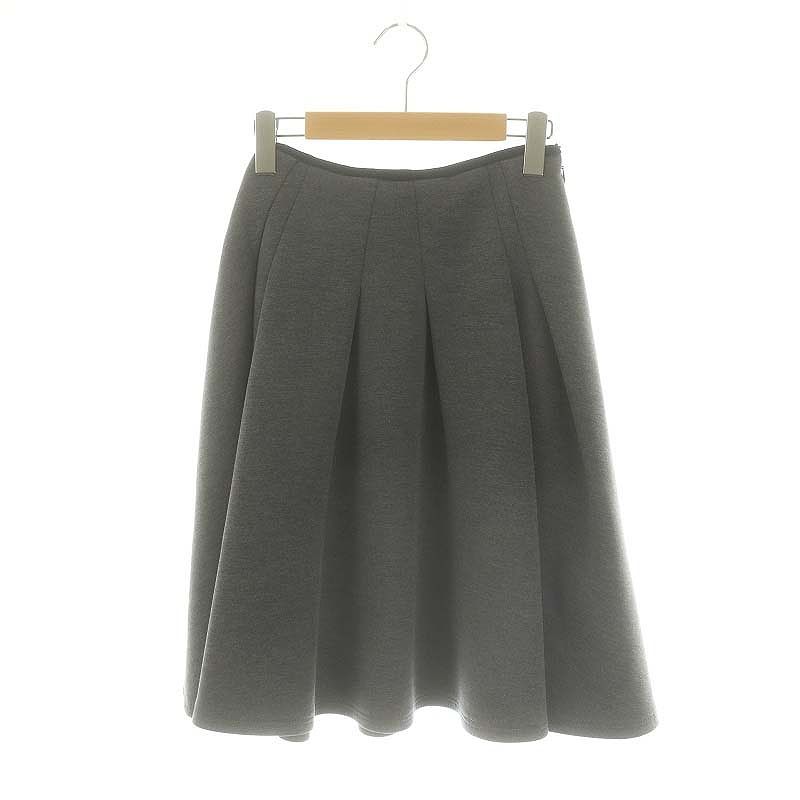エムズグレイシー M'S GRACY タック フレアスカート ひざ丈 36 グレー