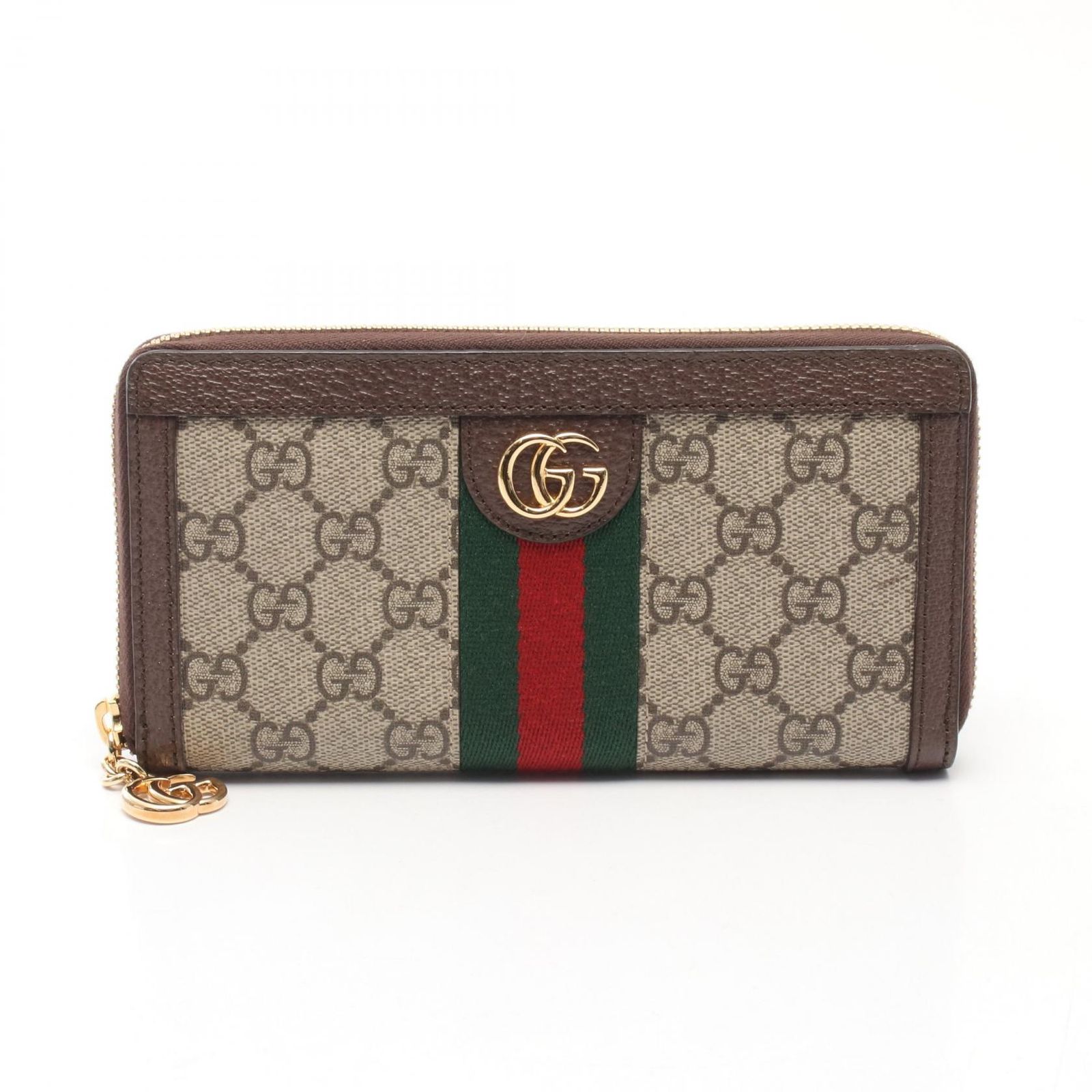 グッチ GUCCI ラウンド長財布 オフィディア GGスプリーム シェリーライン 523154 ベージュ|ブラウン レザー レディース A