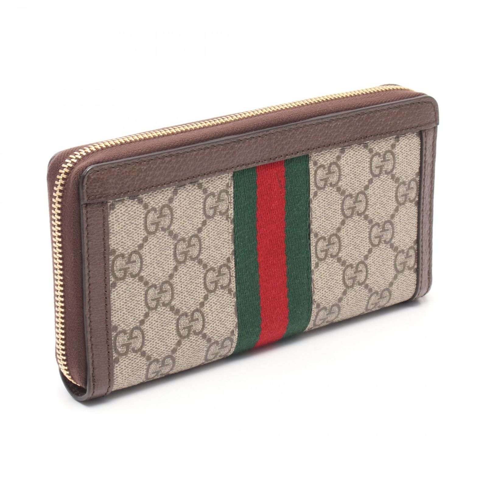 グッチ GUCCI ラウンド長財布 オフィディア GGスプリーム シェリーライン 523154 ベージュ|ブラウン レザー レディース A
