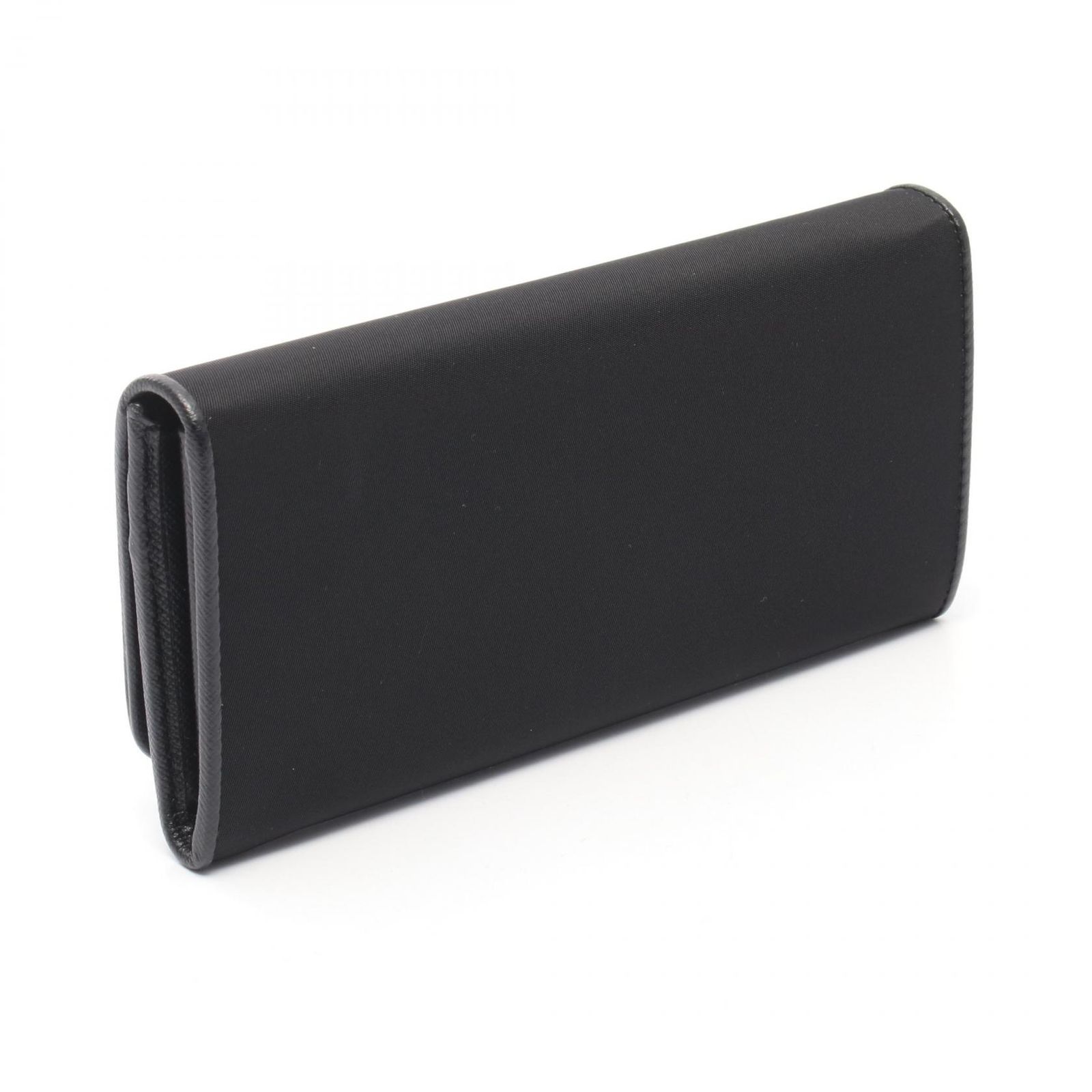 プラダ PRADA 二つ折り長財布 TESSUTO ブラック ナイロン レザー トライアングルロゴ ZIP長財布 レディース A