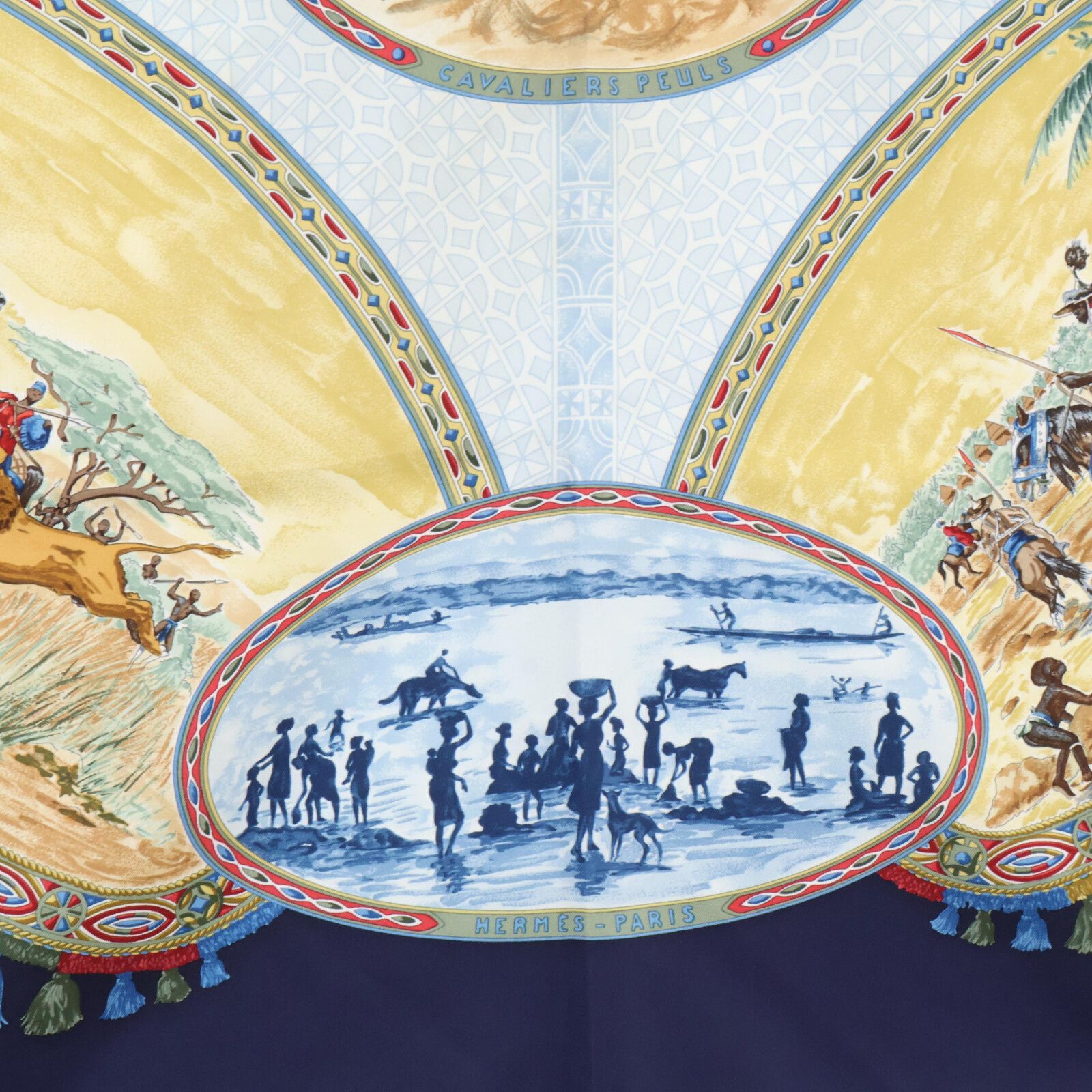 HERMES エルメス 【美品】CAVALIERS PEULS プール族の騎手 シルク カレ