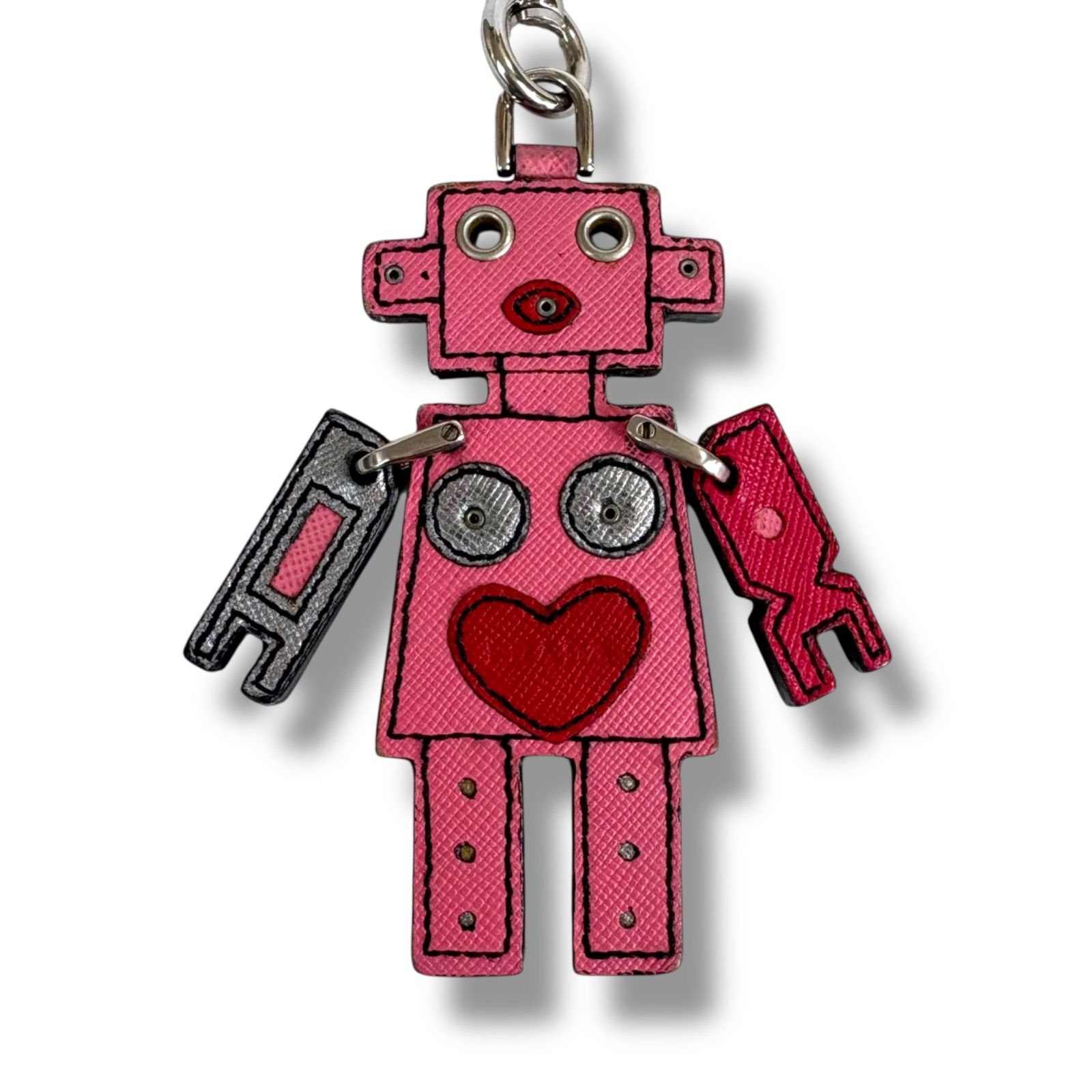 プラダ　PRADA フラワーモチーフ　バッグチャーム　花　ピンク　レザー プラダ PRADA フラワーモチーフ バッグチャーム 花 ピンク レザー