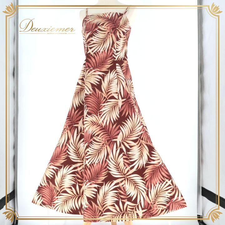 フラダンス 衣装 ワンピース ドレス ブラウン系 アロハスタンダード