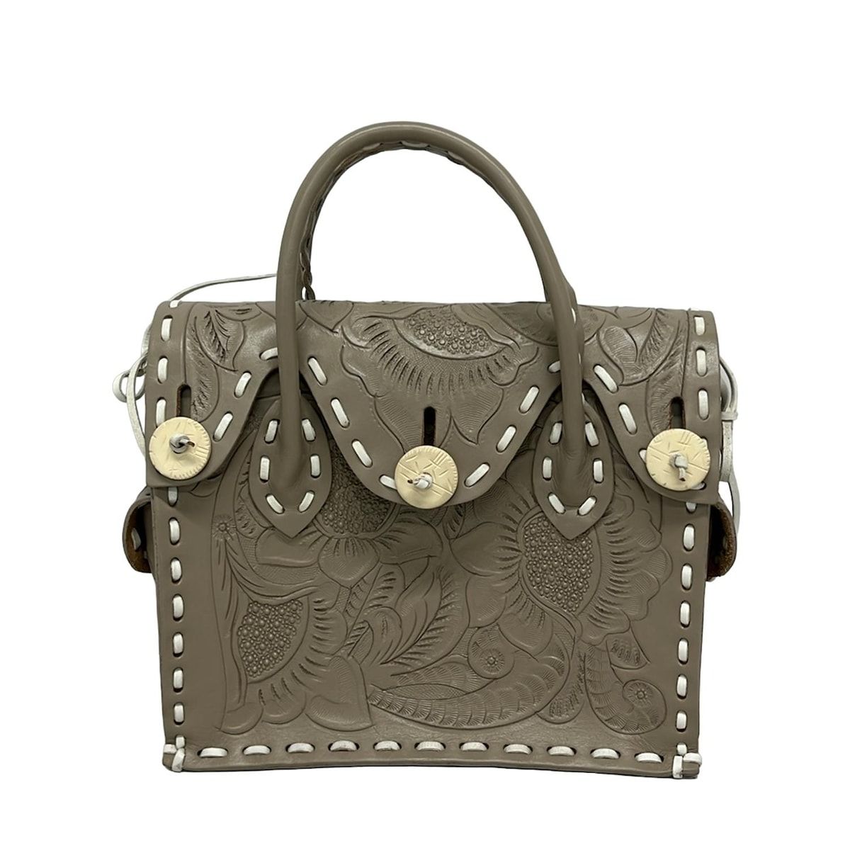 Carving Tribes カービングトライブス ハンドバッグ - グレーベージュ レザー