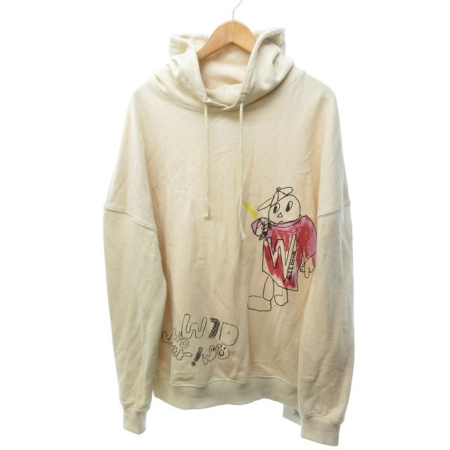 ウェルダン 21 SS WD VER.2 LONG SLEEVE HOODIE パーカー フーディ ロゴプリント ベージュ Sサイズ WD-TH 0-21-529-U-BG