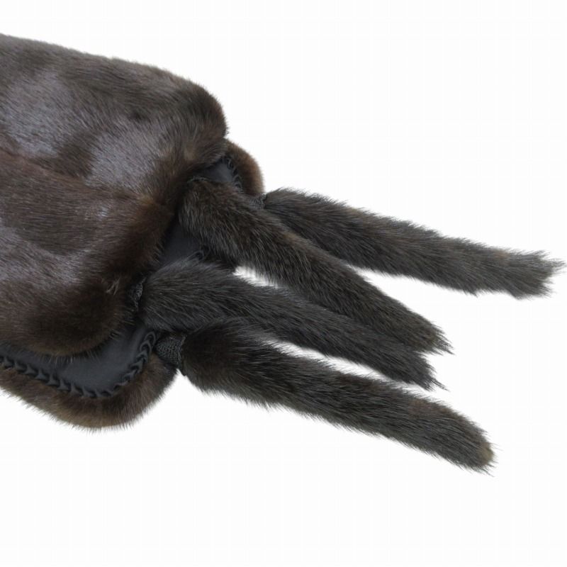 ノーブランド マフラー ショール ミンク 毛皮 フリンジ 茶 ブラウン FT