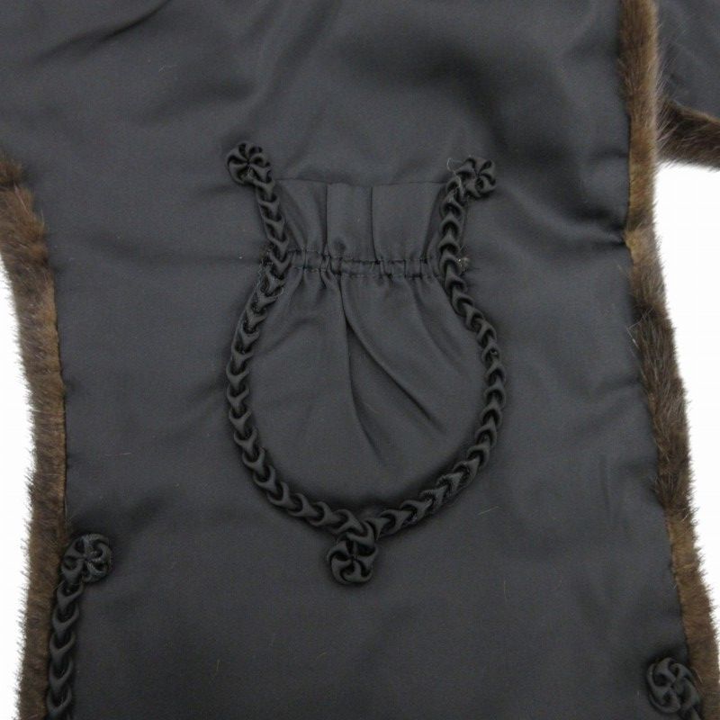  ノーブランド マフラー ショール ミンク 毛皮 フリンジ 茶 ブラウン FT マフラー 小物