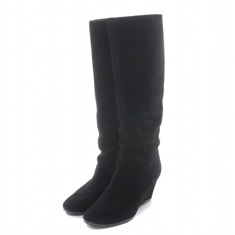 セルジオロッシ Sergio rossi ロングブーツ ラウンドトゥ ウェッジ