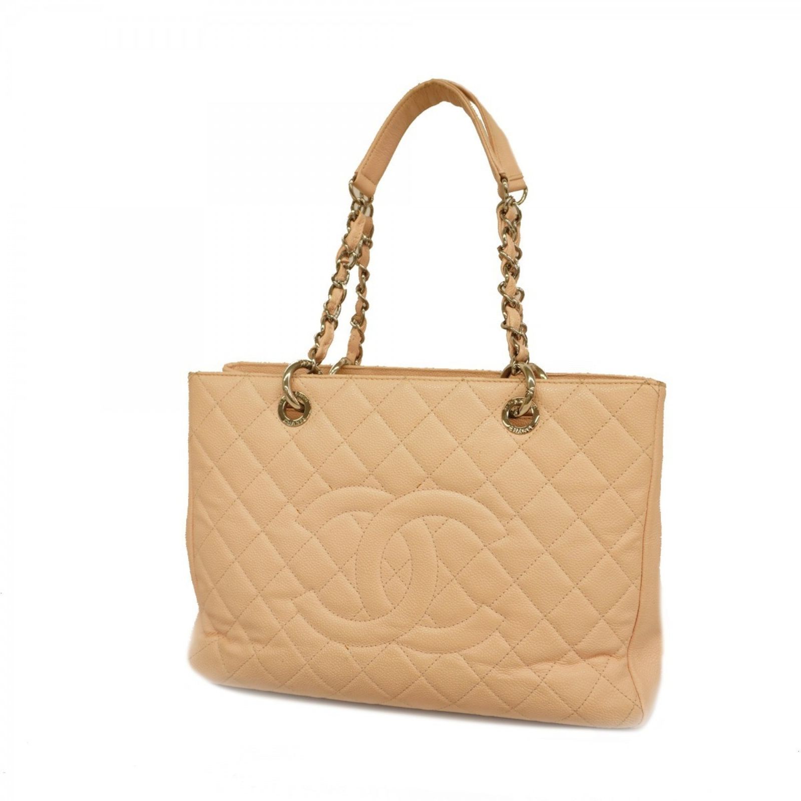 シャネル Chanel トートバッグ マトラッセ チェーンショルダー キャビアスキン ピンク レディース