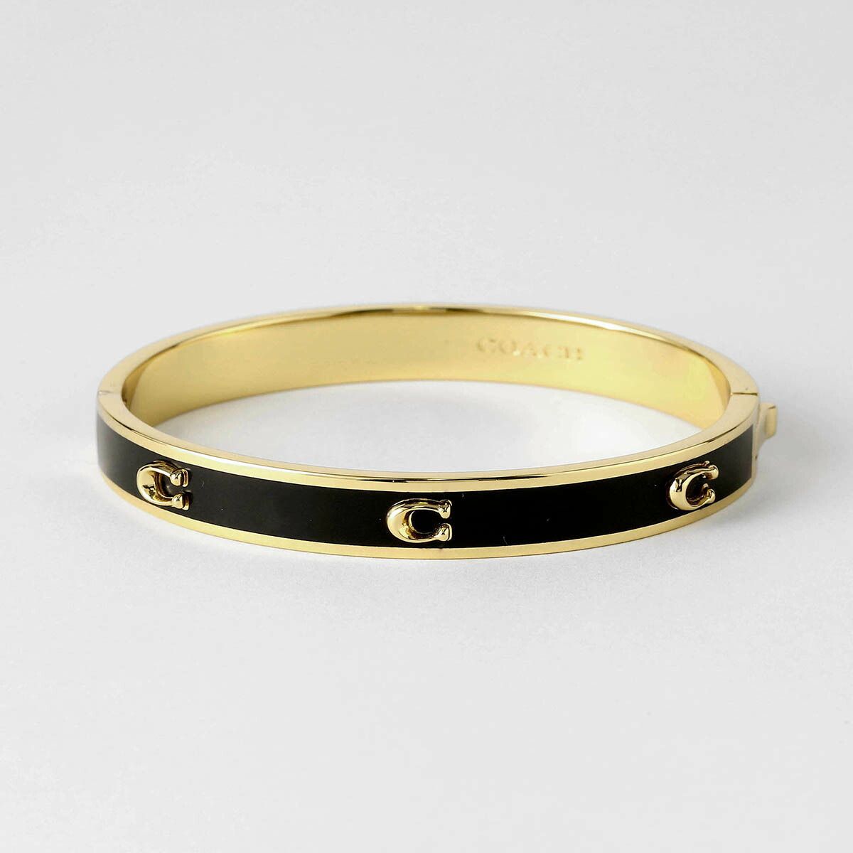 コーチ COACH ブレスレット ヒンジド バングル ブラック ゴールド