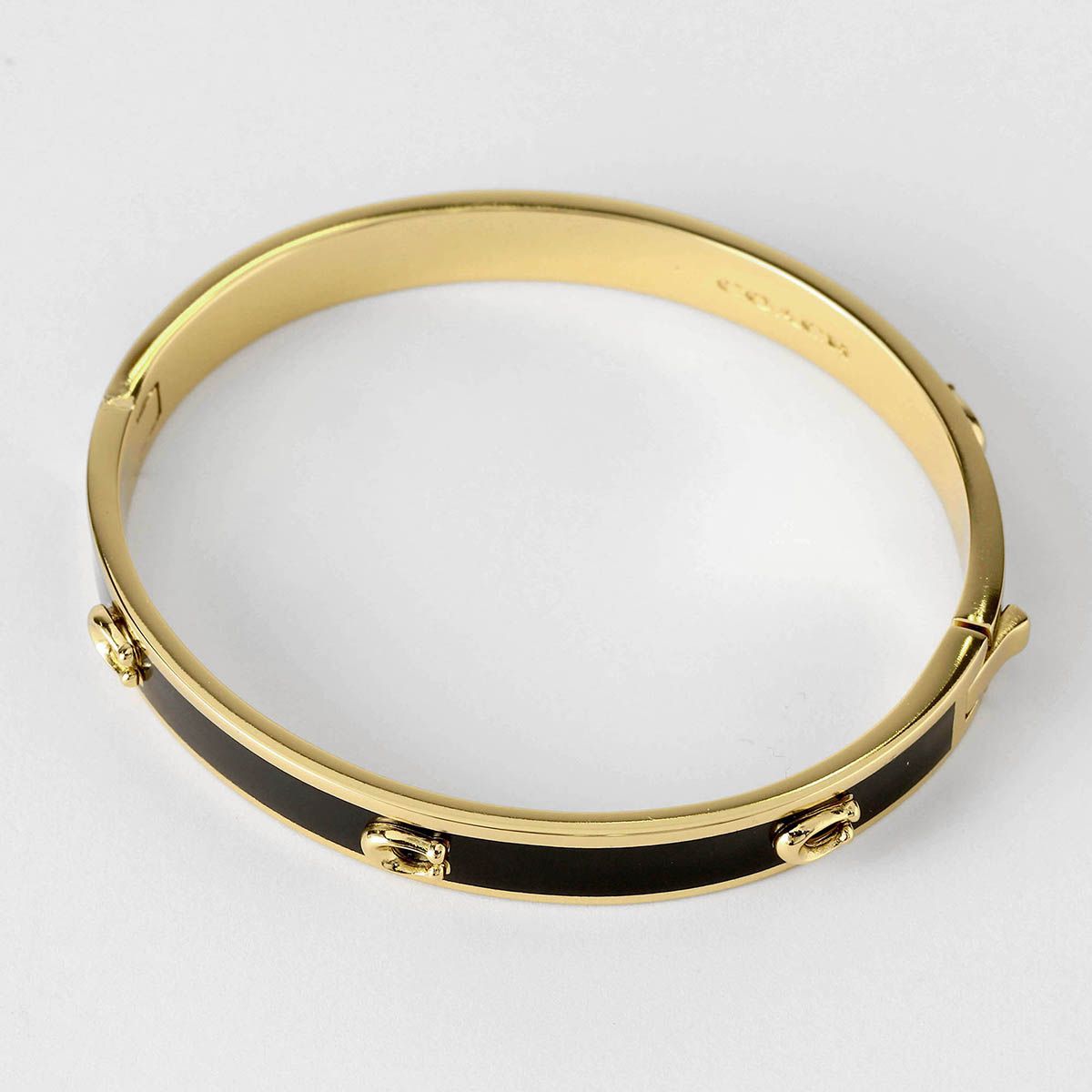 新品 コーチ COACH ブレスレット ヒンジド バングル ブラック/ゴールド