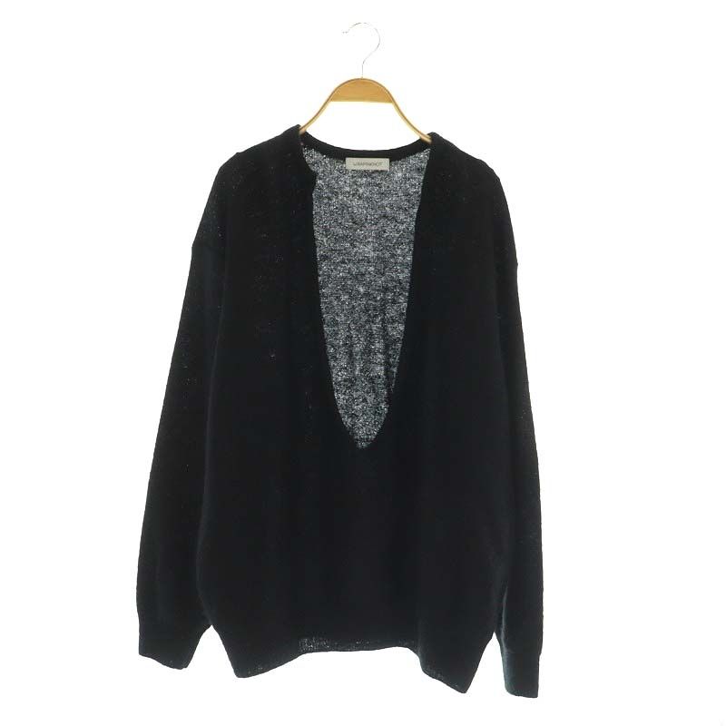 ラッピンノット Wrapinknot オープンチェストネックロングニット Open Chest Neckline Longsleeve Knit セーター 長袖 プルオーバー 2 M 黒 ブラック |YQ OS