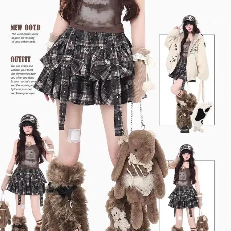 crazy girl チェック リー LOVE YOURSELF 轉 Tear ティアード スカート 地雷系 ギャル サブカルチャー