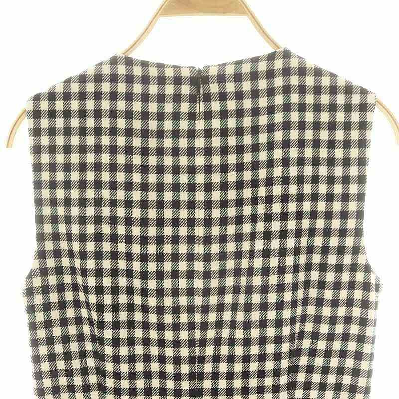  レッド ヴァレンティノ RED ウエストリボンチェックノースリーブ ひざ丈 コットン 38 M 白 ホワイト 黒 ブラック |YQ OS 長袖 七分袖 ひざ丈ワンピース