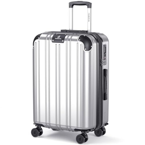 Globetrek スーツケース キャリーケース 拡張機能付き 大容量 大型 耐衝撃 超軽量キャリーバッグ 360度回転 ストッパー付 静音 luggage suitcase 機内持ち込み 多機能 TSAロック 旅行 ビジネス 出張 シルバー