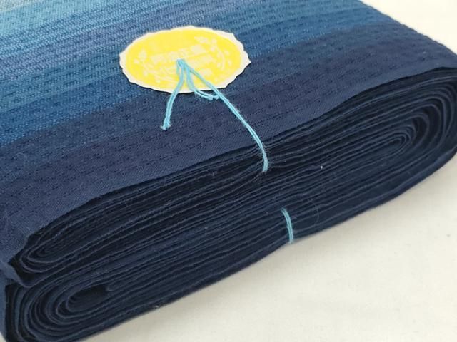  ● 上 夏物 阿波しじら織 浴衣 反物 着尺 縞 証紙付き 綿 ♥ kh 6 浴衣反物 浴衣