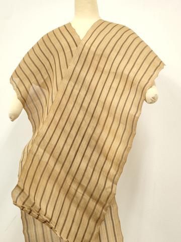 平和屋本店○極上 夏物 芭蕉布 手積み芭蕉糸100％ 反物 縞 麻 逸品 未