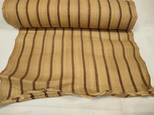 平和屋本店○極上 夏物 芭蕉布 手積み芭蕉糸100％ 反物 縞 麻 逸品 未