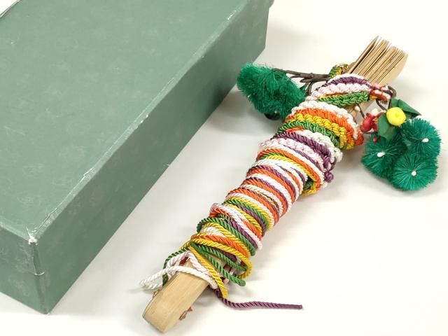 ● 上 和装小物 檜扇 十二単用 扇子 手描 松竹梅 平安装束 六色飾り紐 25橋 糸花 き kh 6