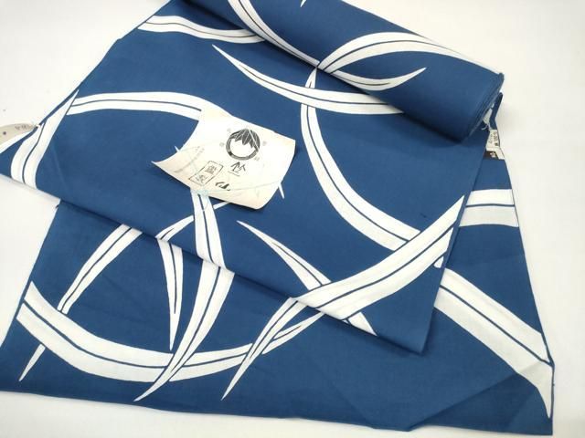 平和屋本店○極上 夏物 竺仙鑑製 浴衣 反物 着尺 草葉文 証紙付き 三越