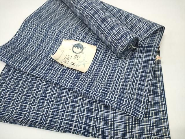 平和屋本店○極上 夏物 竺仙鑑製 浴衣 反物 着尺 格子 証紙付き 高島屋