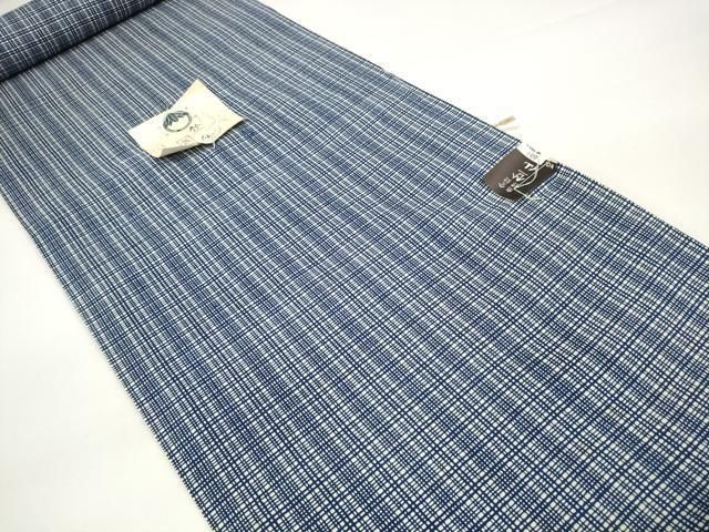 平和屋本店○極上 夏物 竺仙鑑製 浴衣 反物 着尺 格子 証紙付き 高島屋